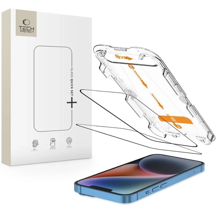 Szkło hartowane Tech-Protect Quick Set+ 2-pack na iPhone 13 / 13 PRO / 14 / 16e / 17e