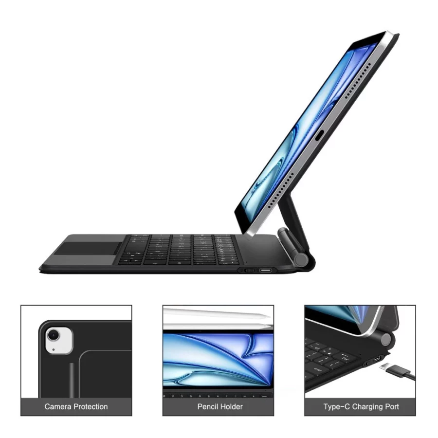 Etui Tech-Protect Smartcase Magnetic z klawiaturą na iPad Air 10.9” (2020/2022) / 11” (2024/2025/2026) - czarne