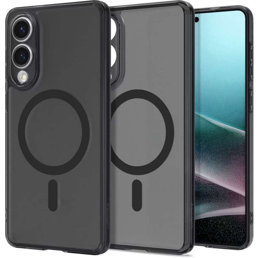 Etui Spigen Ultra Hybrid Mag z MagSafe na Samsung Galaxy S25 Edge - czarne półprzezroczyste