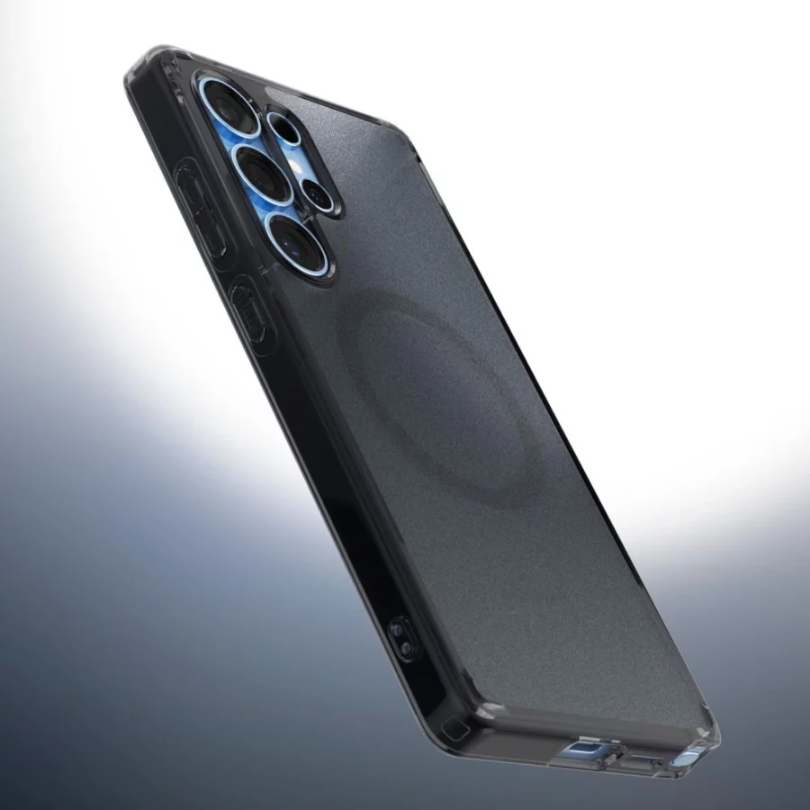 Etui Spigen Ultra Hybrid Mag z MagSafe na Samsung Galaxy S25 Edge - czarne półprzezroczyste