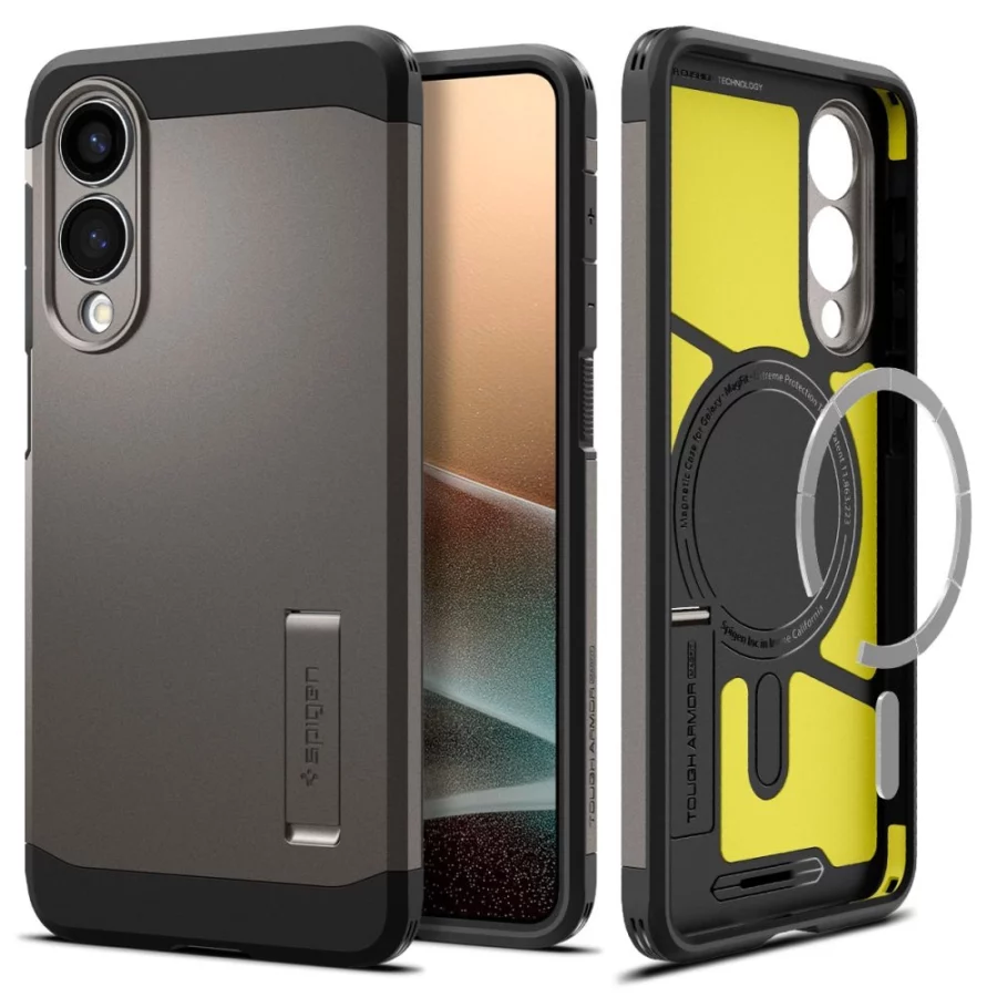 Etui Spigen Tough Armor MagSafe na Samsung Galaxy S25 Edge - szaro-czarne