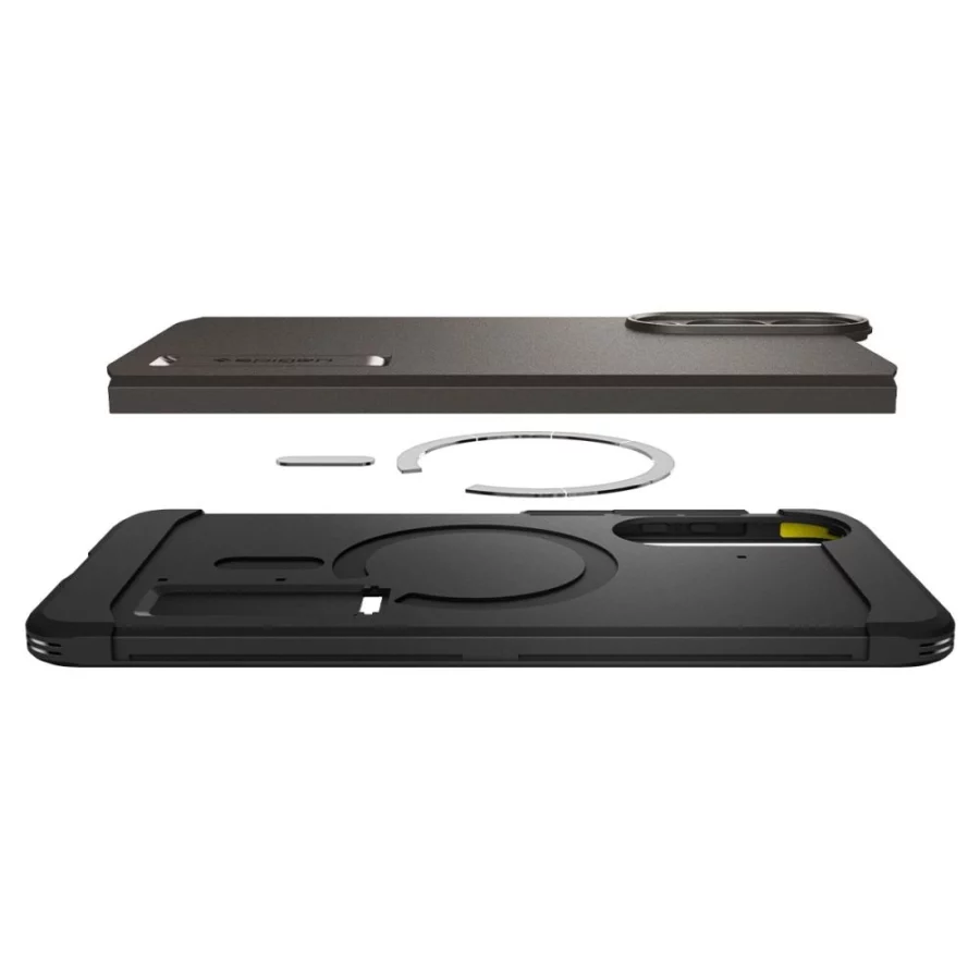 Etui Spigen Tough Armor MagSafe na Samsung Galaxy S25 Edge - szaro-czarne