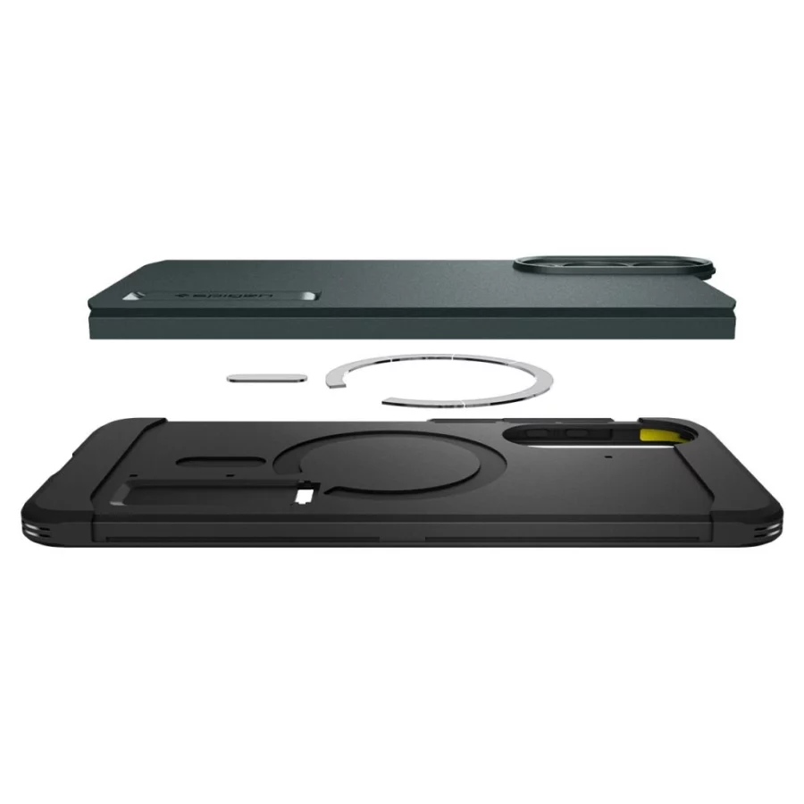 Etui Spigen Tough Armor MagSafe na Samsung Galaxy S25 Edge - zielono-czarne