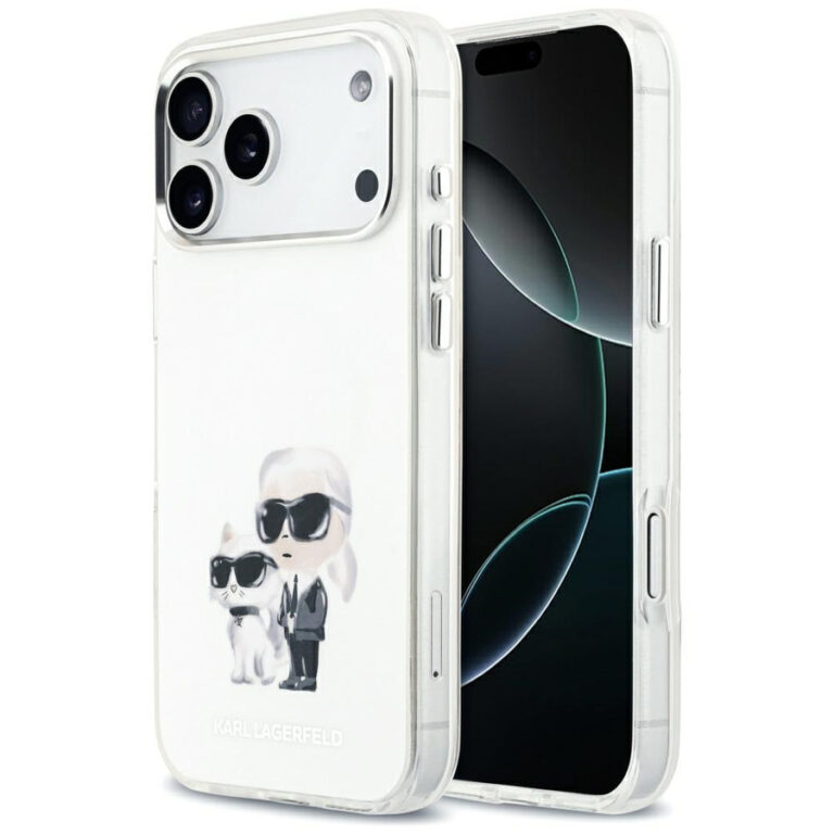 Etui Karl Lagerfeld IML Aquarelle Karl   & Choupette & Logo MagSafe do iPhone 17 Pro Max biały