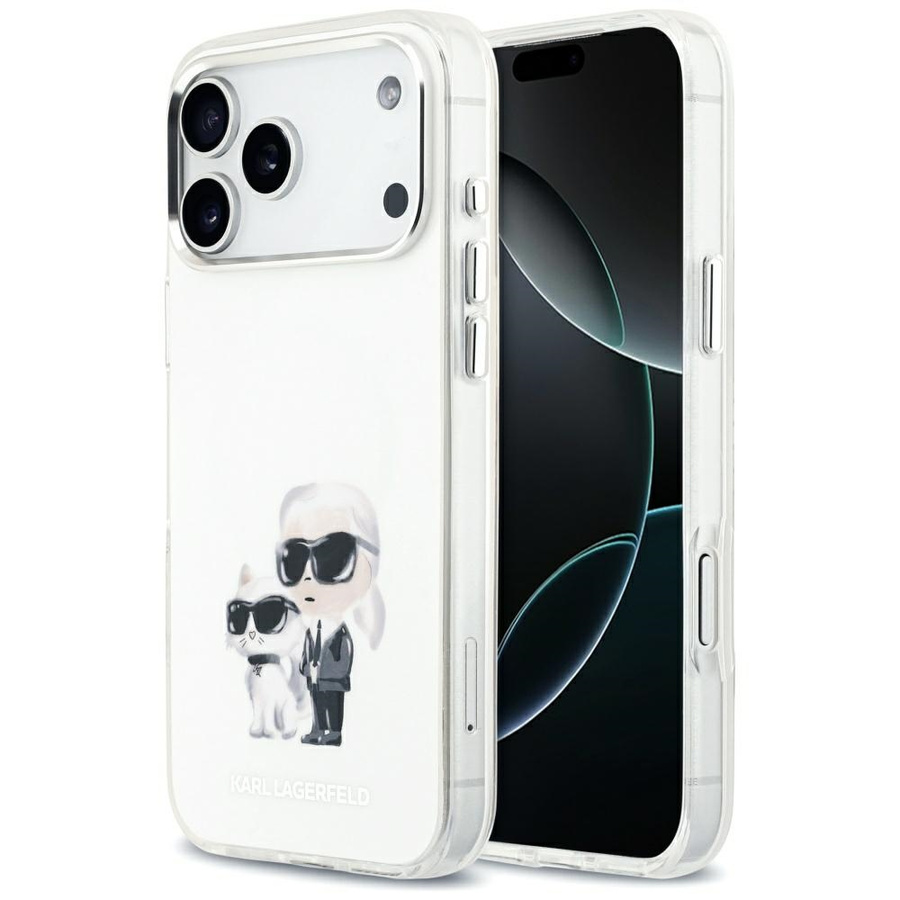 Etui Karl Lagerfeld IML Aquarelle Karl   & Choupette & Logo MagSafe do iPhone 17 Pro Max biały