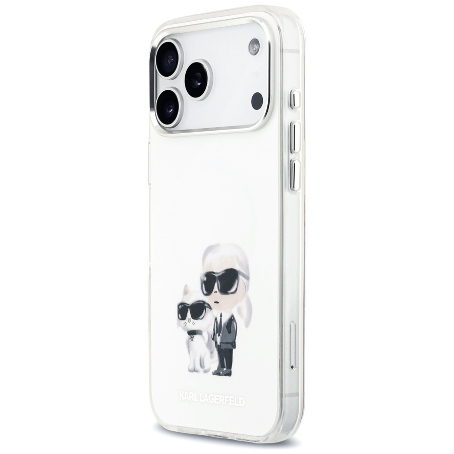 Etui Karl Lagerfeld IML Aquarelle Karl   & Choupette & Logo MagSafe do iPhone 17 Pro Max biały