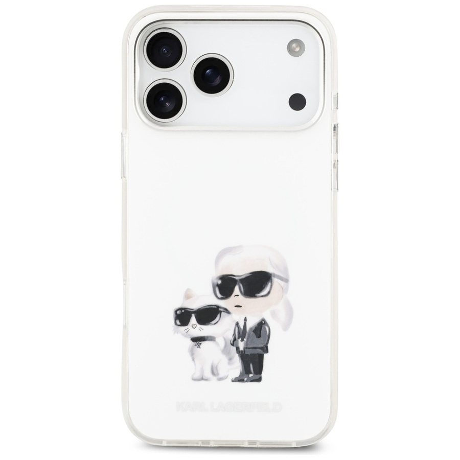 Etui Karl Lagerfeld IML Aquarelle Karl   & Choupette & Logo MagSafe do iPhone 17 Pro Max biały
