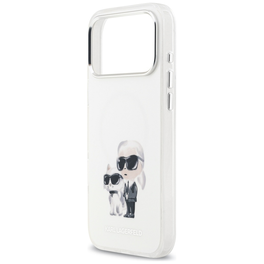 Etui Karl Lagerfeld IML Aquarelle Karl   & Choupette & Logo MagSafe do iPhone 17 Pro Max biały