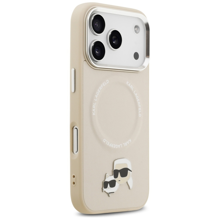 Etui Karl Lagerfeld Karl & Choupette     Pins MagSafe do iPhone 17 Pro Max beżowy