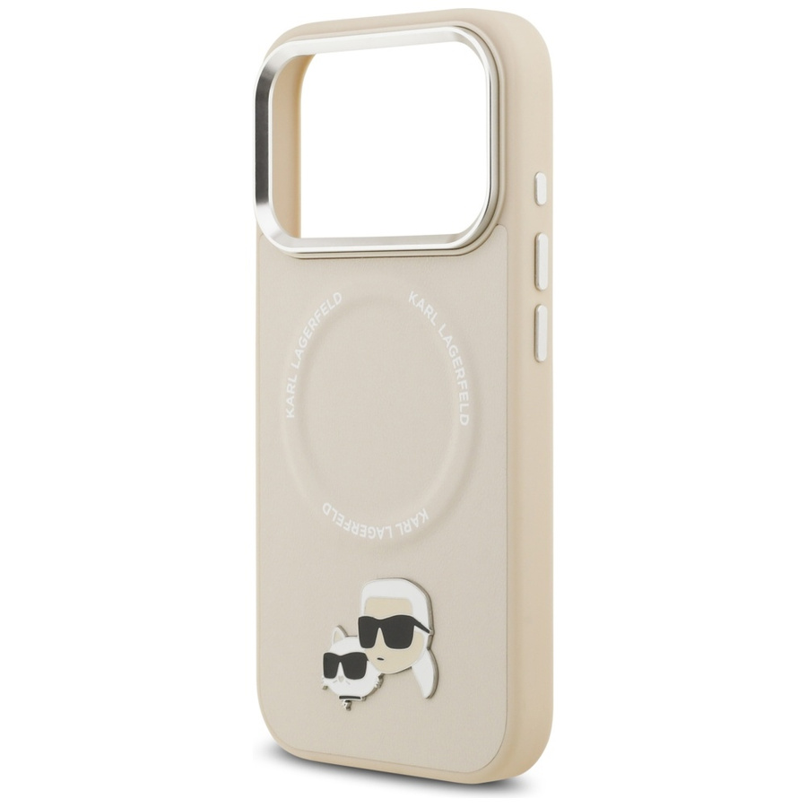 Etui Karl Lagerfeld Karl & Choupette     Pins MagSafe do iPhone 17 Pro Max beżowy