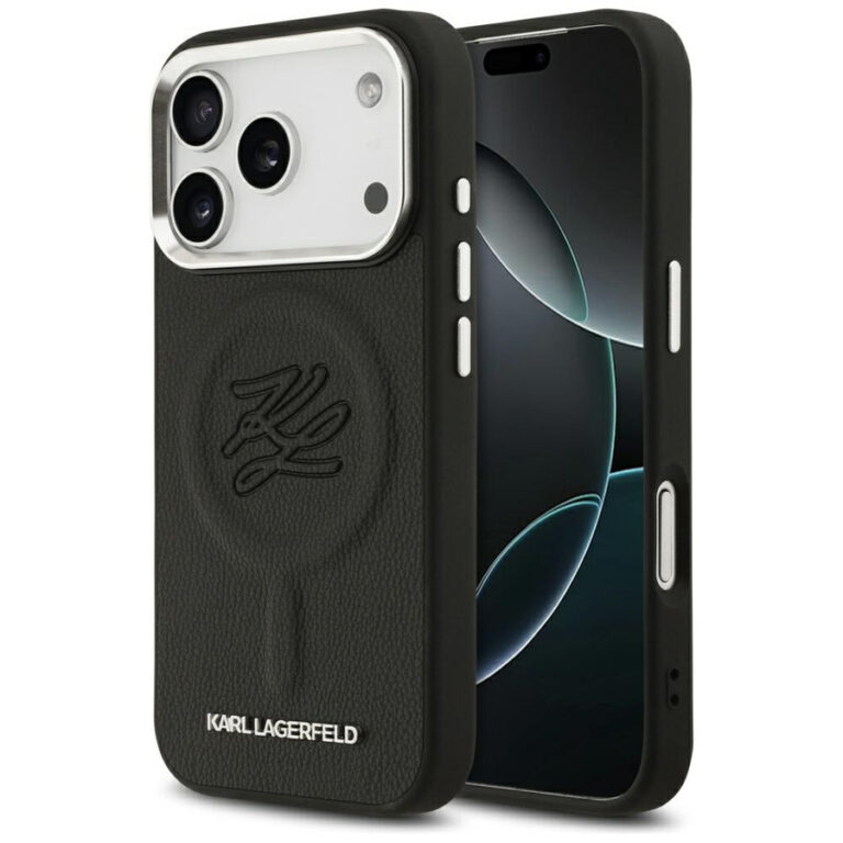 Etui Karl Lagerfeld Initial & Metal Logo MagSafe do iPhone 17 Pro czarny