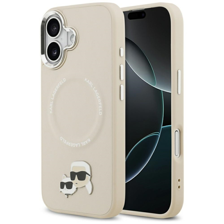 Etui Karl Lagerfeld Karl & Choupette     Pins MagSafe do iPhone 17 beżowy