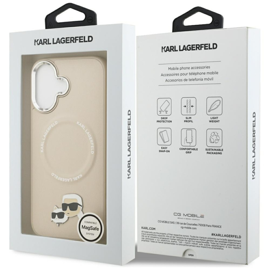Etui Karl Lagerfeld Karl & Choupette     Pins MagSafe do iPhone 17 beżowy