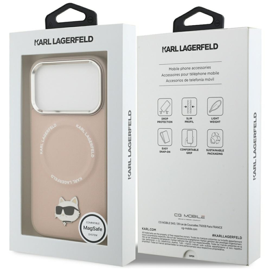 Etui Karl Lagerfeld Choupette Pin        MagSafe do iPhone 17 Pro różowy