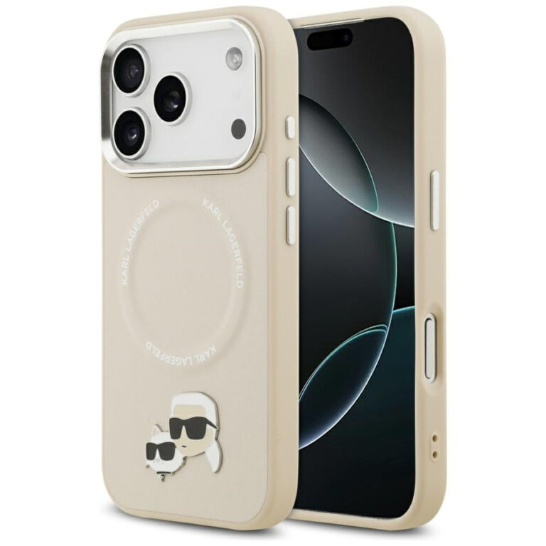 Etui Karl Lagerfeld Karl & Choupette     Pins MagSafe do iPhone 17 Pro beżowy