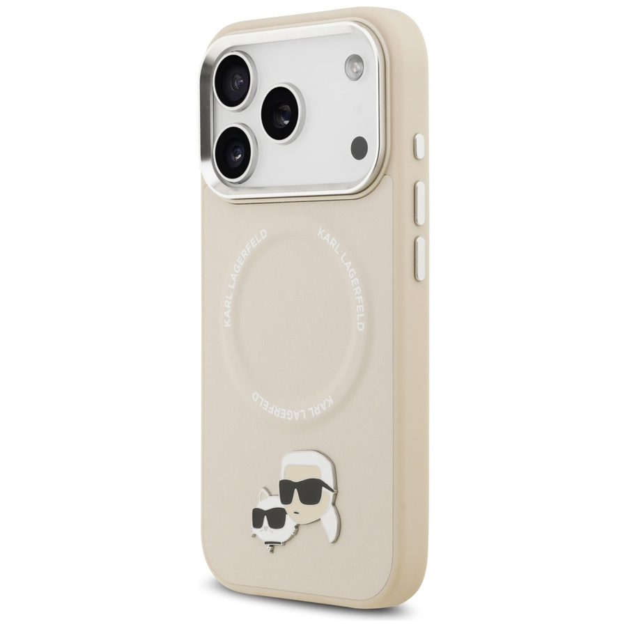 Etui Karl Lagerfeld Karl & Choupette     Pins MagSafe do iPhone 17 Pro beżowy