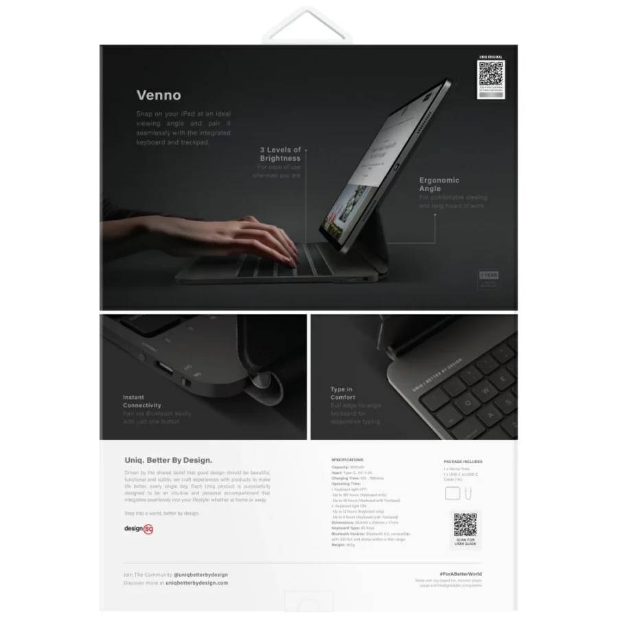 Etui UNIQ Venno Pro Magnetic Smart  z klawiaturą do iPad Air 13" 2024 / 2025 / iPad Pro 13" 2024 - czarne