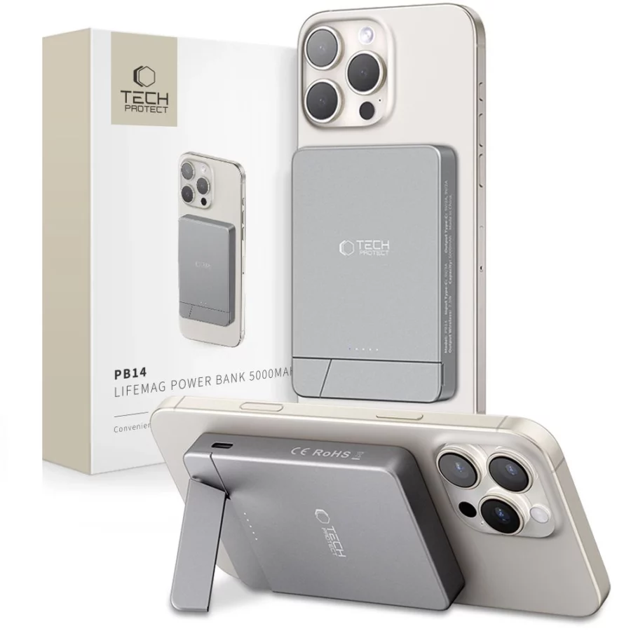Powerbank Tech-Protect PB14 LifeMag MagSafe 5000 mAh - szary