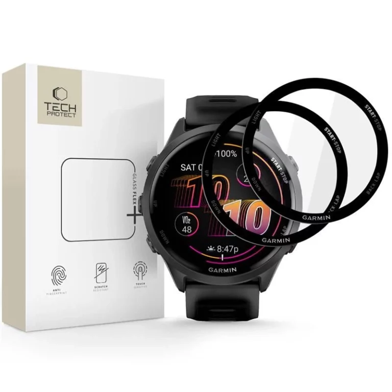 Szkło hybrydowe Tech-Protect Glass Flex+ 2-pack na Garmin Forerunner 47 mm - czarne