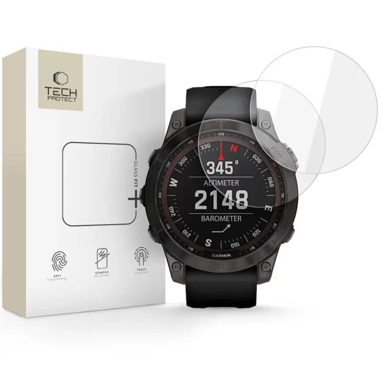 Szkło hartowane Tech-Protect Glass Fit+ 2-pack na Garmin Fenix 7X / 7X Pro - przezroczyste