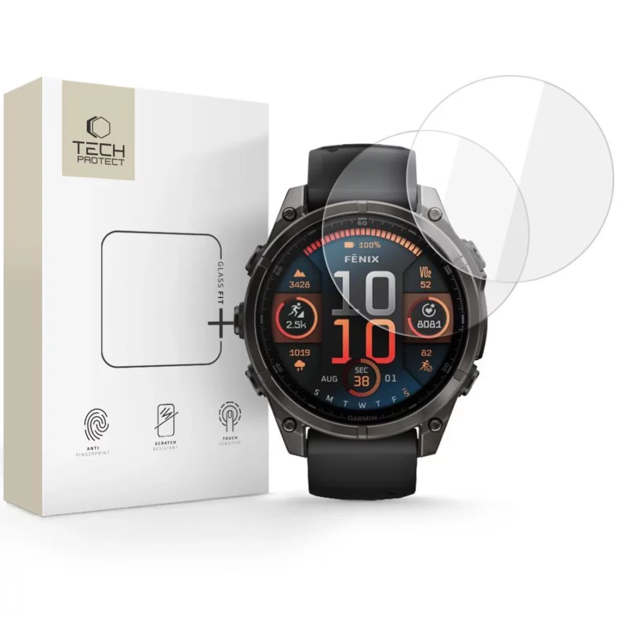 Szkło hartowane Tech-Protect Glass Fit+ 2-pack na Garmin Fenix 8 47 mm - przezroczyste