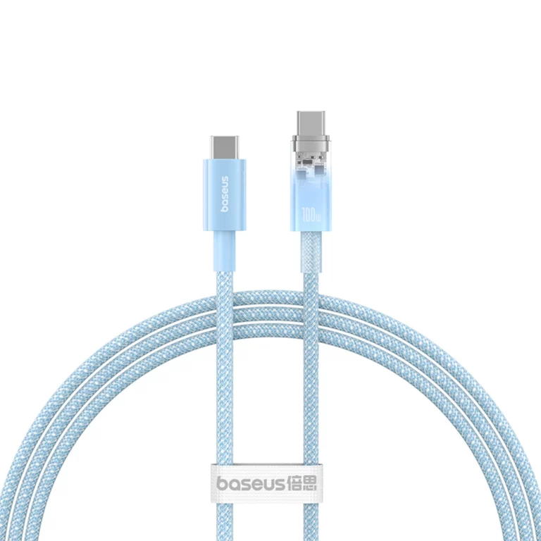 Kabel Baseus Explorer 100W USB-C - USB-C z inteligentnym czujnikiem temperatury 1m - niebieski