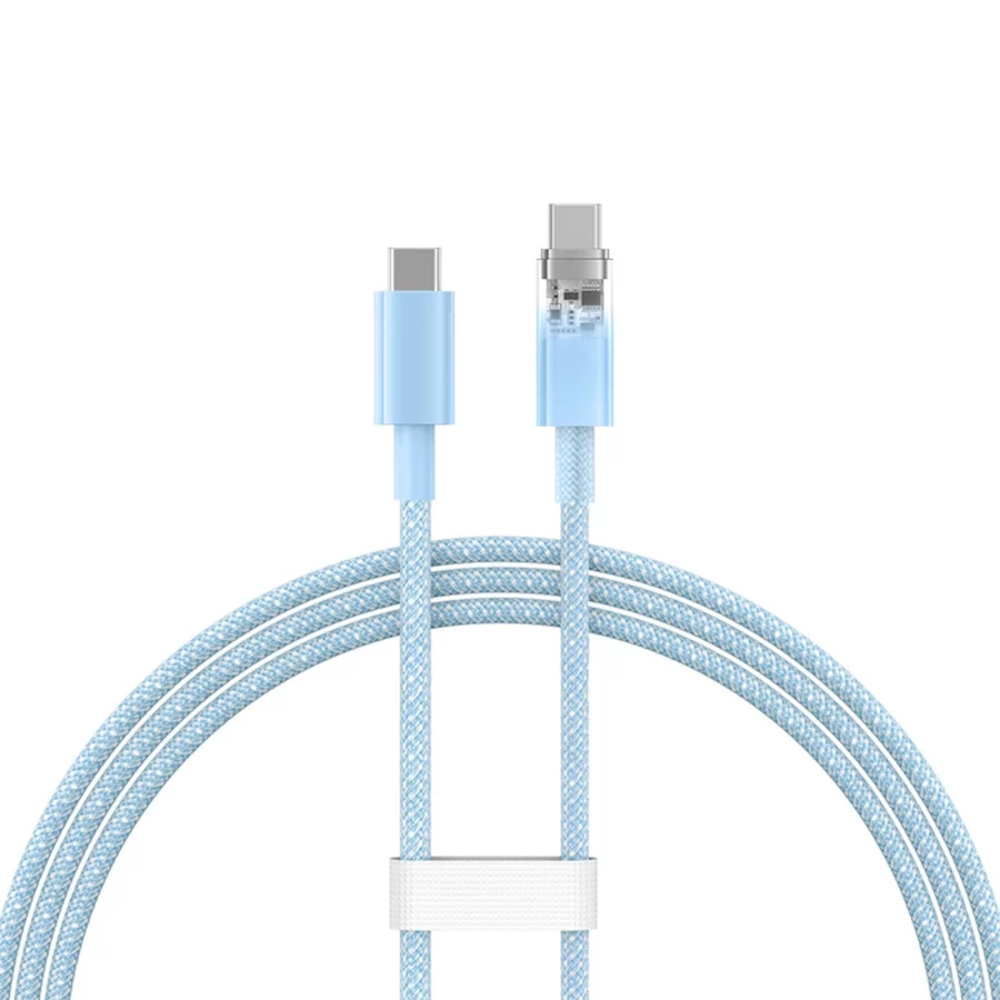 Kabel Baseus Explorer 100W USB-C - USB-C z inteligentnym czujnikiem temperatury 1m - niebieski