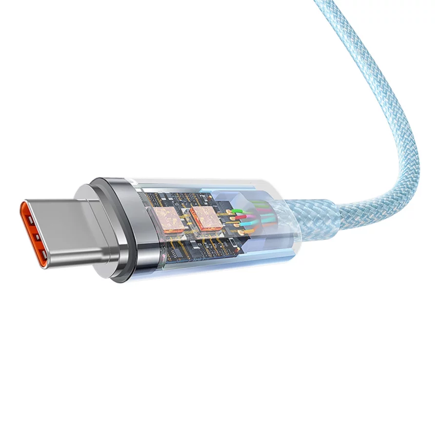 Kabel Baseus Explorer 100W USB-C - USB-C z inteligentnym czujnikiem temperatury 1m - niebieski