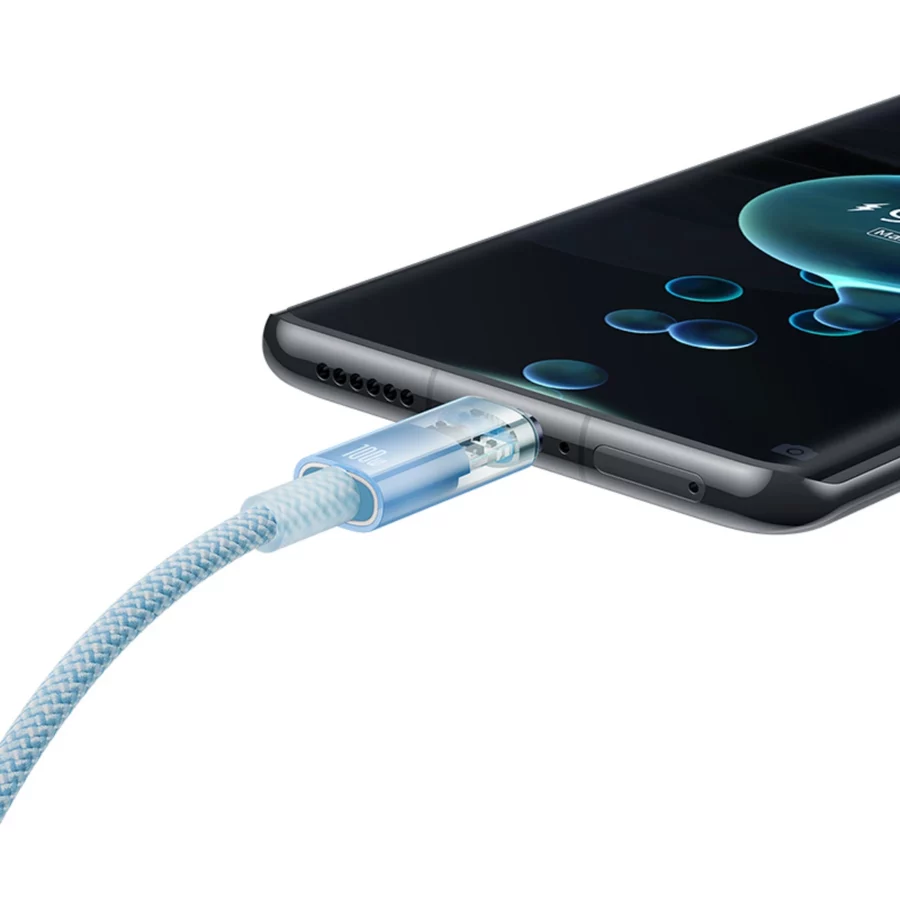 Kabel Baseus Explorer 100W USB-C - USB-C z inteligentnym czujnikiem temperatury 1m - niebieski