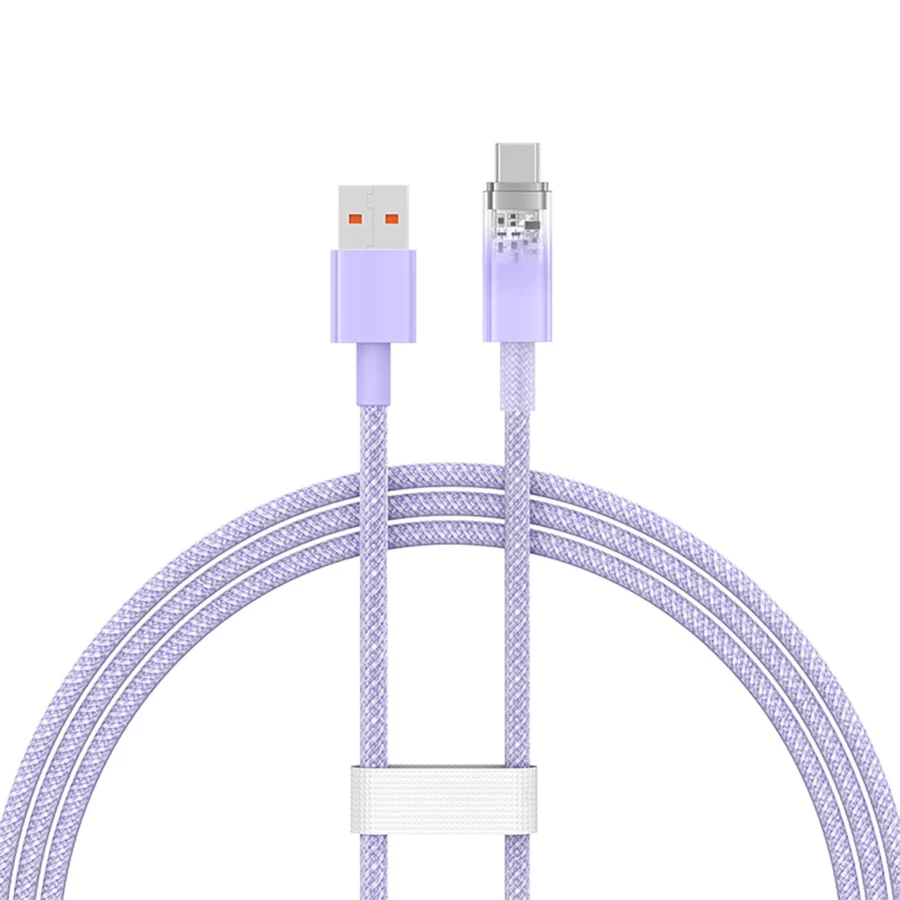 Kabel Baseus Explorer 100W USB-A - USB-C z inteligentnym czujnikiem temperatury 1m - fioletowy