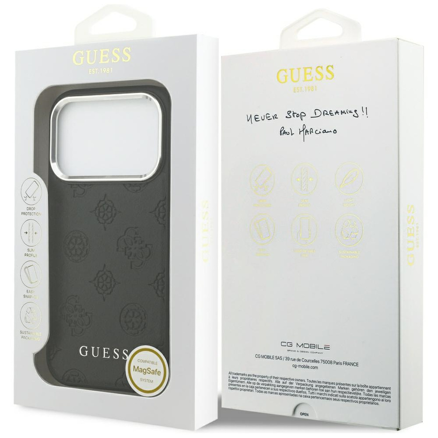 Etui Guess Peony Hot Stamp Script        MagSafe do iPhone 17 Pro czarny