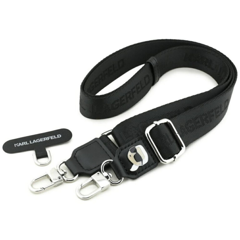 Uniwersalna smycz Karl Lagerfeld         Universal Strap Tether Patch Karl Metal Logo czarny