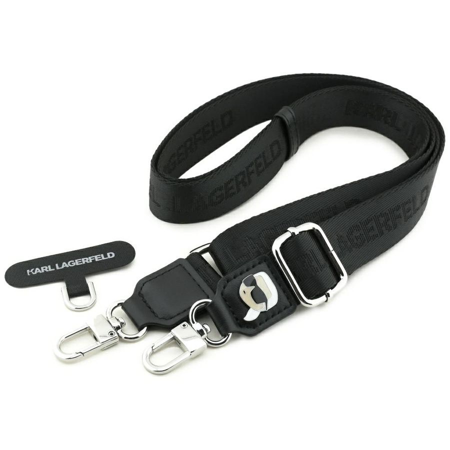 Uniwersalna smycz Karl Lagerfeld         Universal Strap Tether Patch Karl Metal Logo czarny