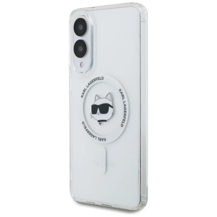 Etui Karl Lagerfeld Button Choupette Head Printed Logo MagSafe na Samsung Galaxy S25 Edge - białe
