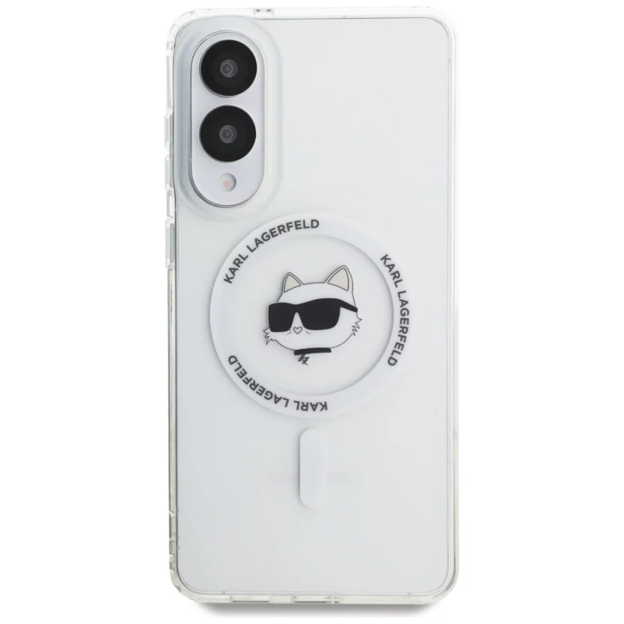 Etui Karl Lagerfeld Button Choupette Head Printed Logo MagSafe na Samsung Galaxy S25 Edge - białe