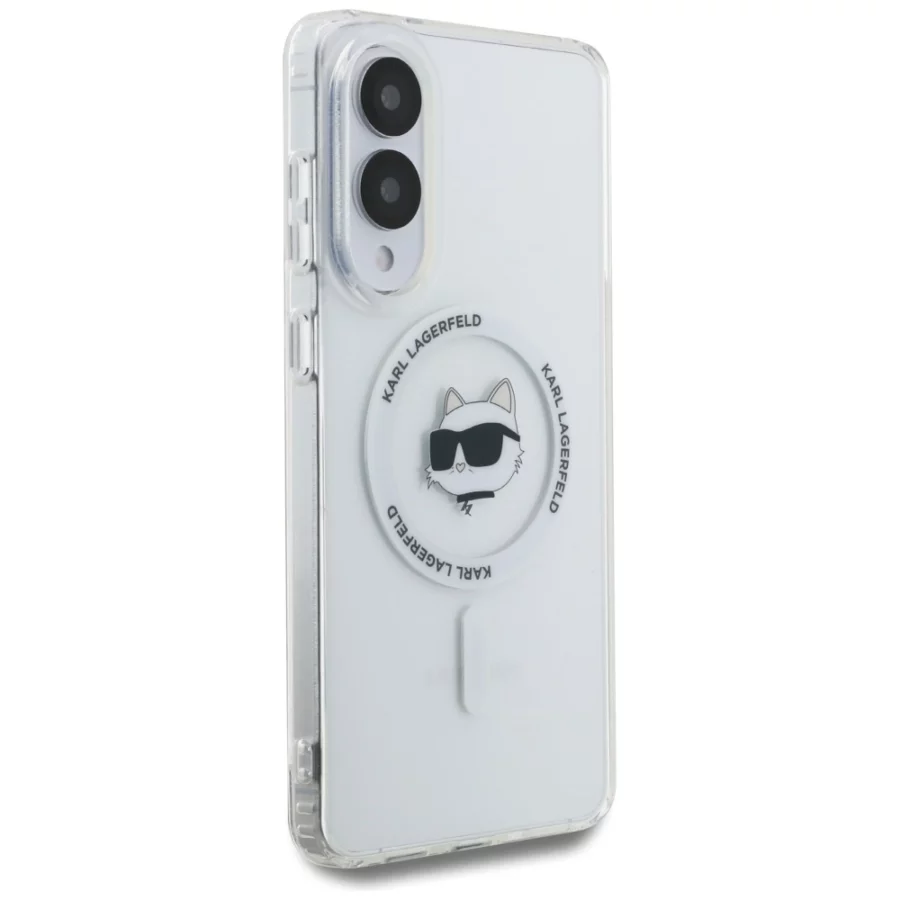 Etui Karl Lagerfeld Button Choupette Head Printed Logo MagSafe na Samsung Galaxy S25 Edge - białe