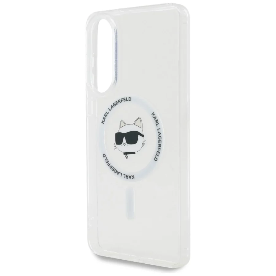 Etui Karl Lagerfeld Button Choupette Head Printed Logo MagSafe na Samsung Galaxy S25 Edge - białe