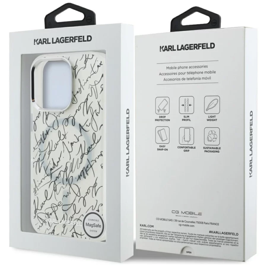 Etui Karl Lagerfeld IML Karl Script Pattern MagSafe na iPhone 16 Pro - białe