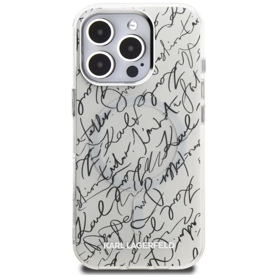 Etui Karl Lagerfeld IML Karl Script Pattern MagSafe na iPhone 16 Pro Max - białe