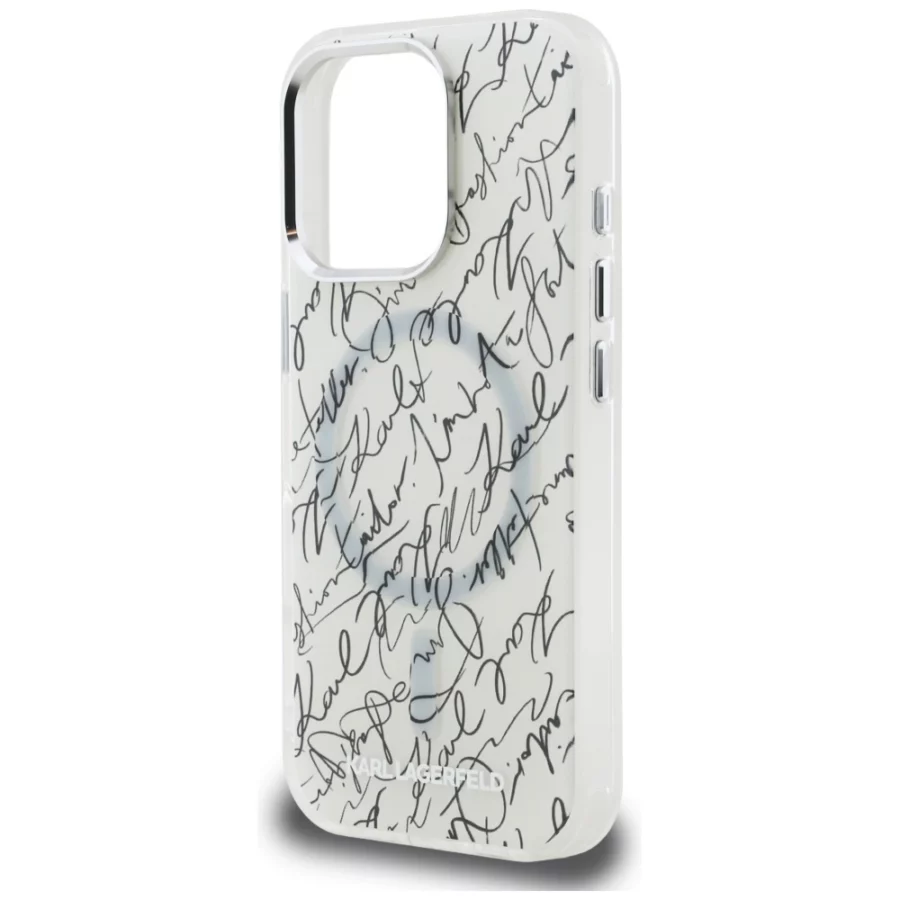 Etui Karl Lagerfeld IML Karl Script Pattern MagSafe na iPhone 16 Pro Max - białe