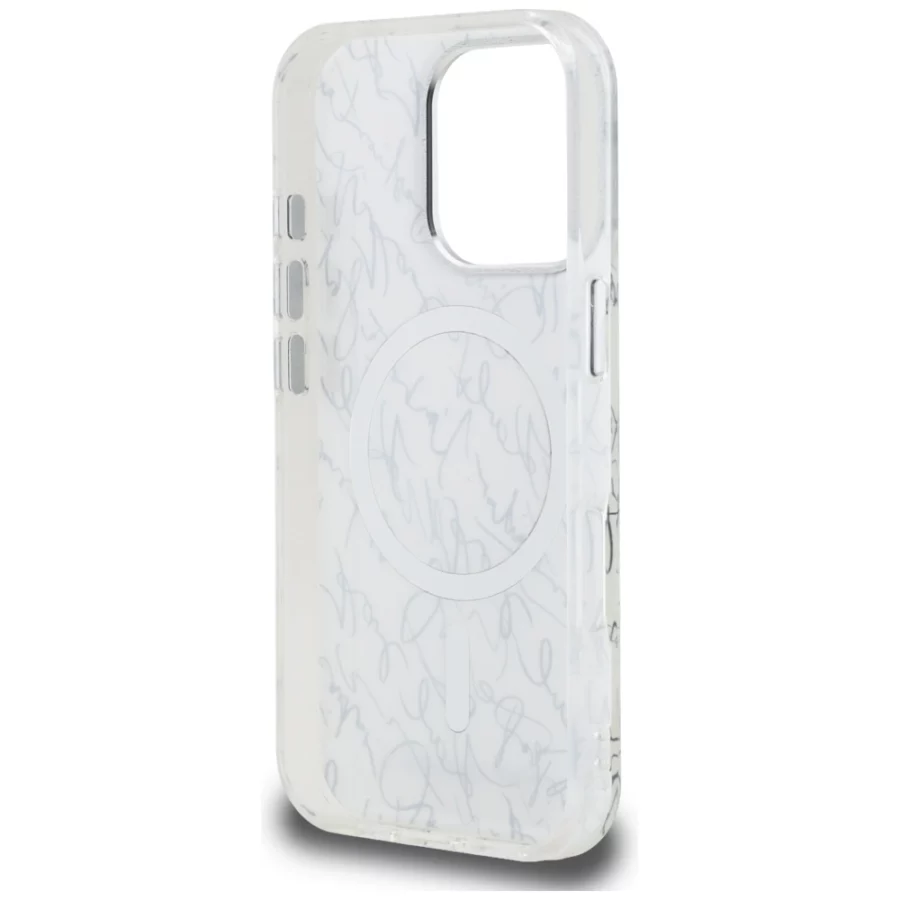Etui Karl Lagerfeld IML Karl Script Pattern MagSafe na iPhone 16 Pro Max - białe