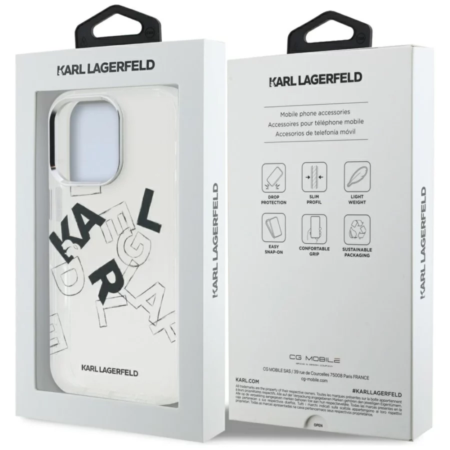 Etui Karl Lagerfeld IML Sketched Graphic na iPhone 16 Pro - przezroczyste