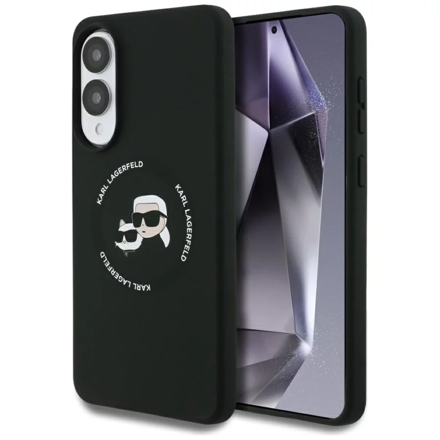 Etui Karl Lagerfeld Silicone nauble Heads And Circle MagSafe na Samsung Galaxy S25 Edge - czarne