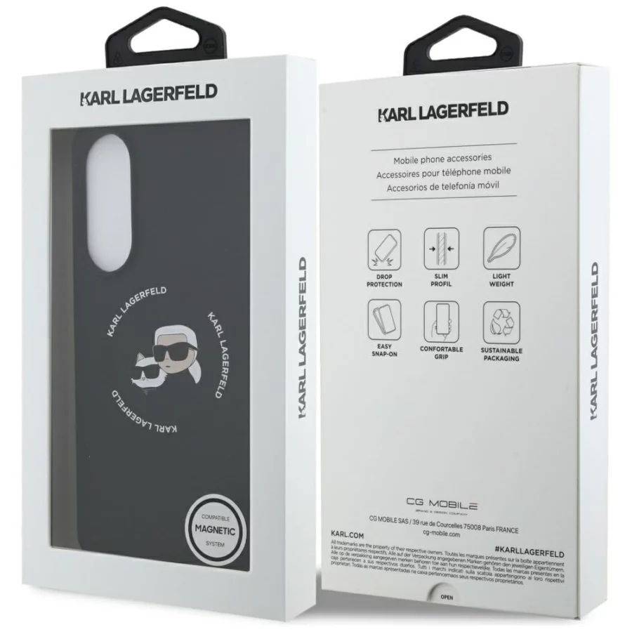 Etui Karl Lagerfeld Silicone nauble Heads And Circle MagSafe na Samsung Galaxy S25 Edge - czarne