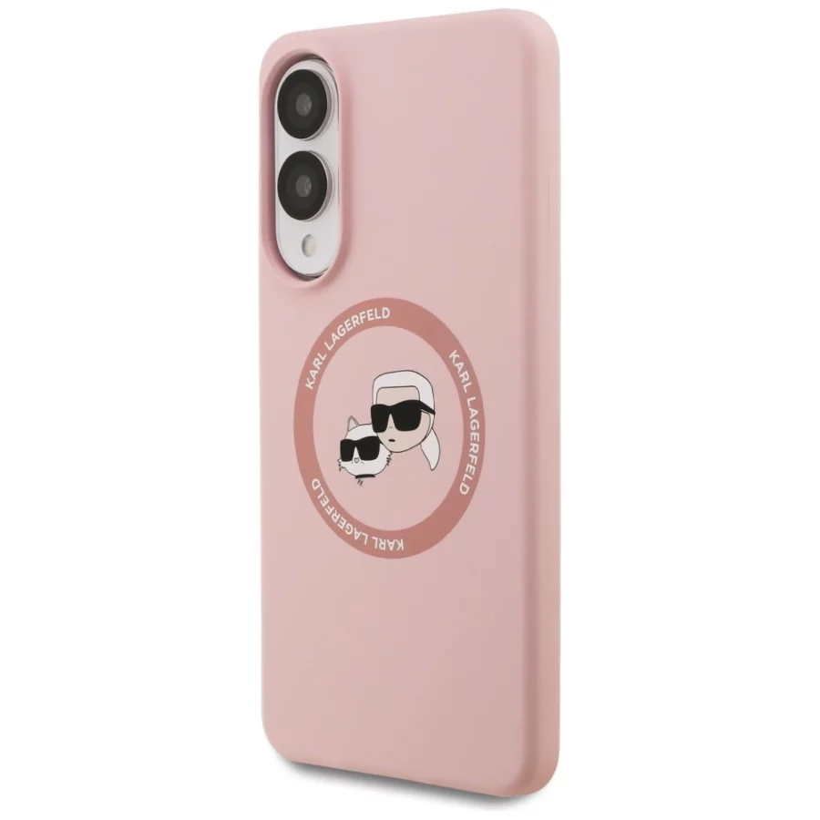 Etui Karl Lagerfeld Silicone nauble Heads And Circle MagSafe na Samsung Galaxy S25 Edge - różowe