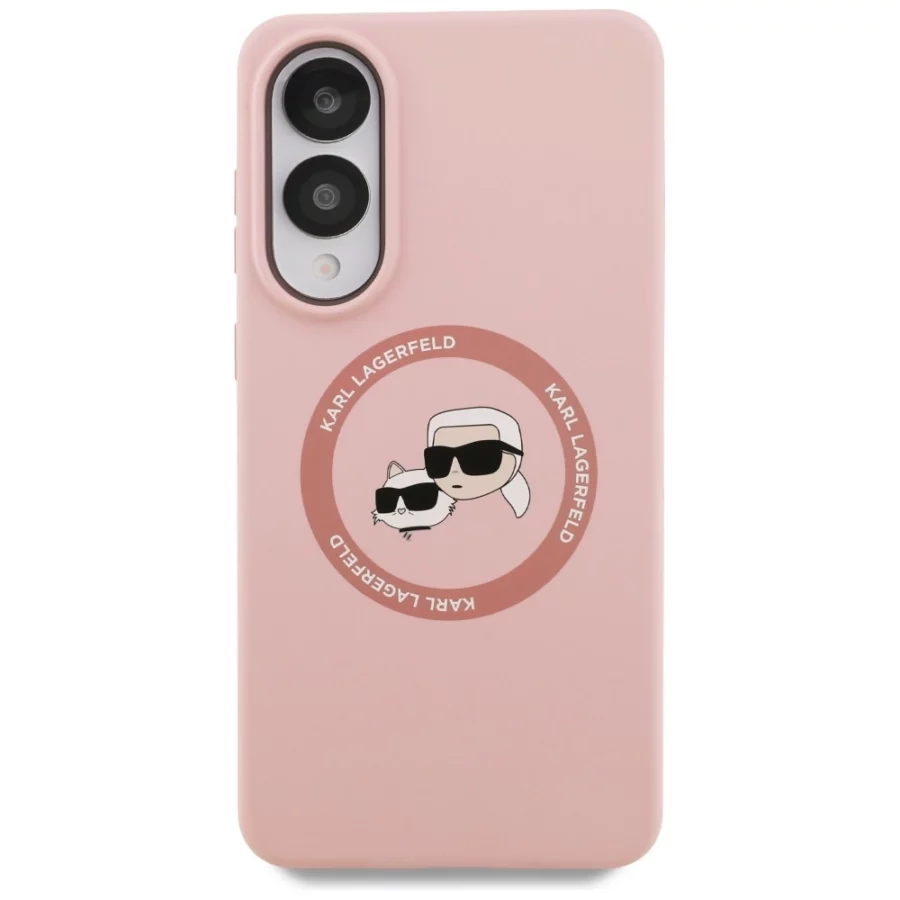 Etui Karl Lagerfeld Silicone nauble Heads And Circle MagSafe na Samsung Galaxy S25 Edge - różowe