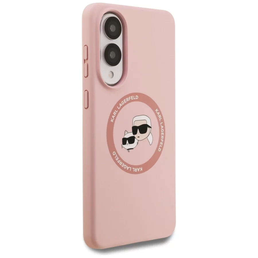 Etui Karl Lagerfeld Silicone nauble Heads And Circle MagSafe na Samsung Galaxy S25 Edge - różowe