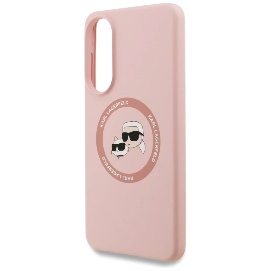 Etui Karl Lagerfeld Silicone nauble Heads And Circle MagSafe na Samsung Galaxy S25 Edge - różowe