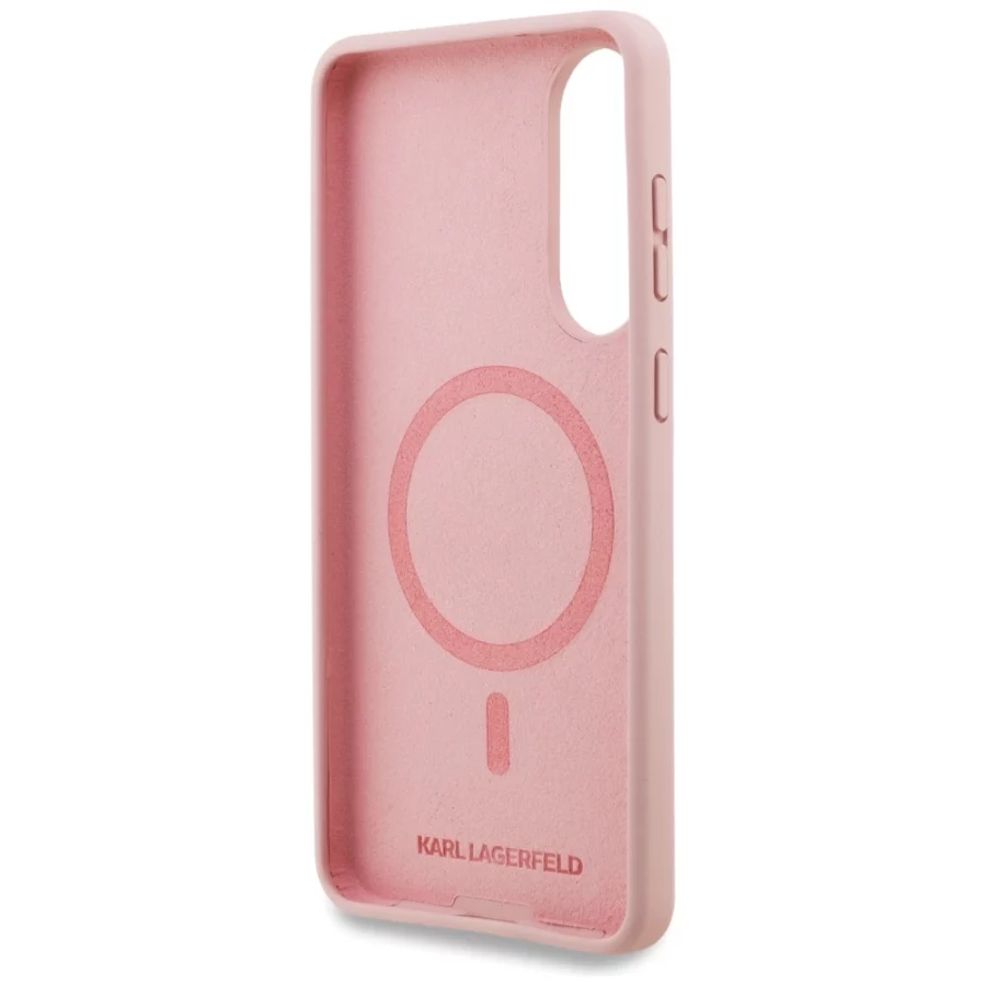 Etui Karl Lagerfeld Silicone nauble Heads And Circle MagSafe na Samsung Galaxy S25 Edge - różowe