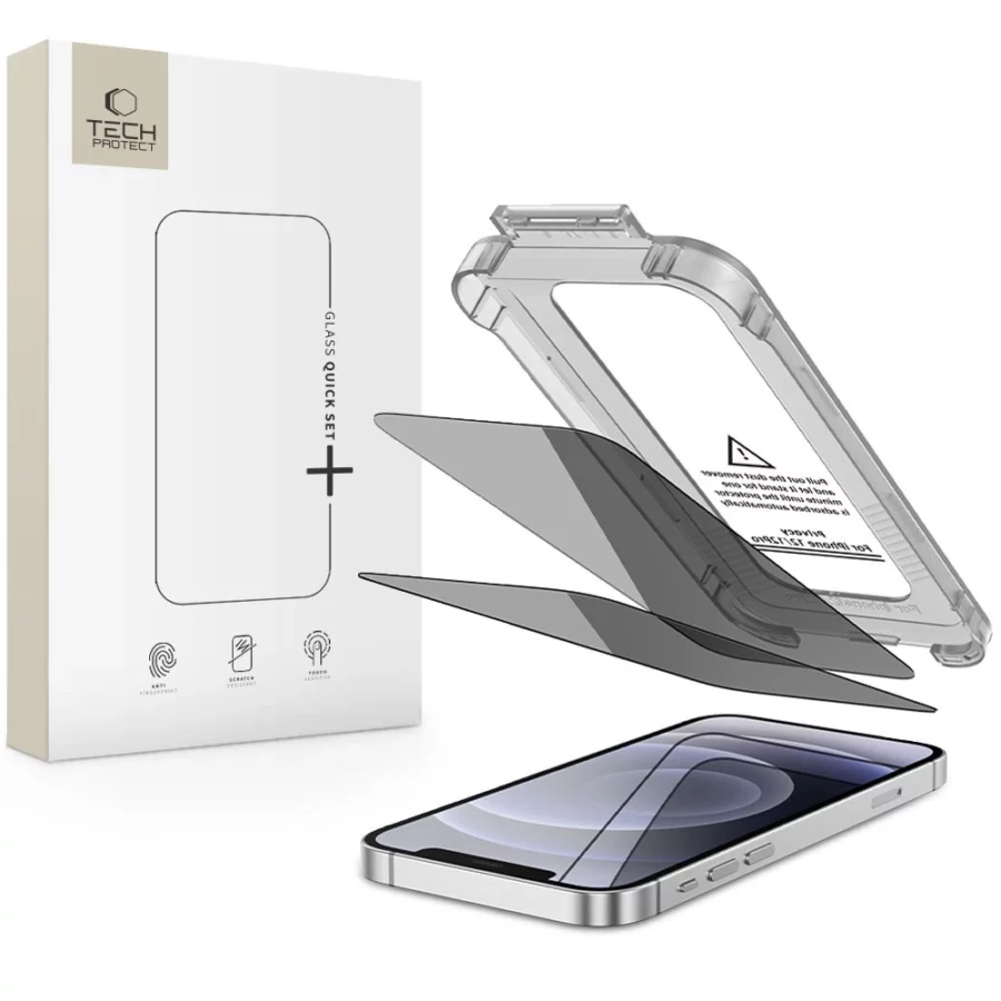 Szkło prywatyzujące Tech-Protect Quick Set Spy+ 2-pack na iPhone 12 / 12 Pro